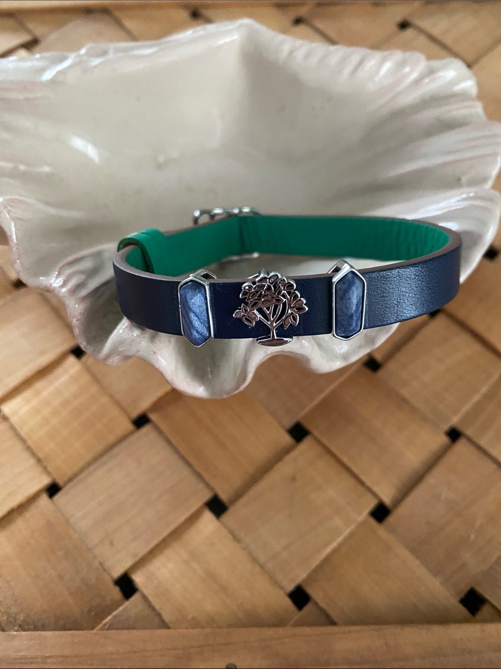 KEEP Collective Navy Blue and Green Leather Charm Bracelet